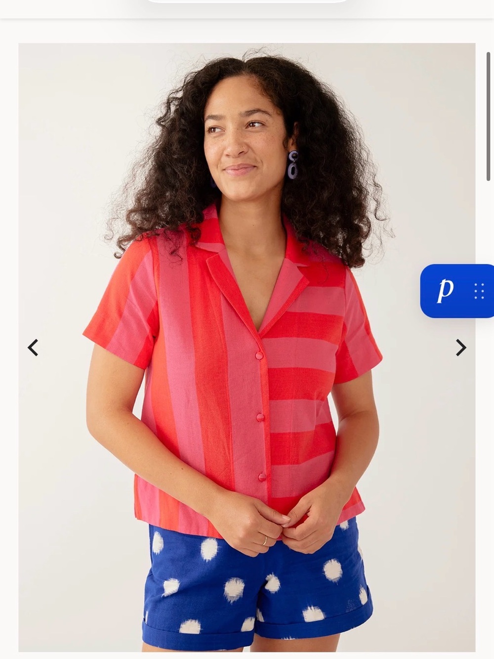 Mata Traders Women’s Camp Short Sleeve Button Front Top in Pink and Red